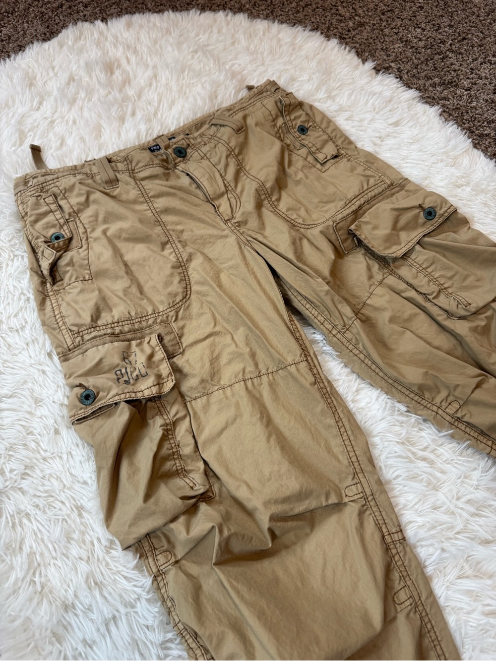 Y2K Ralph Lauren polo jeans co khaki 100% cotton lightweight cargo pants size 12 - Picture 5 of 12